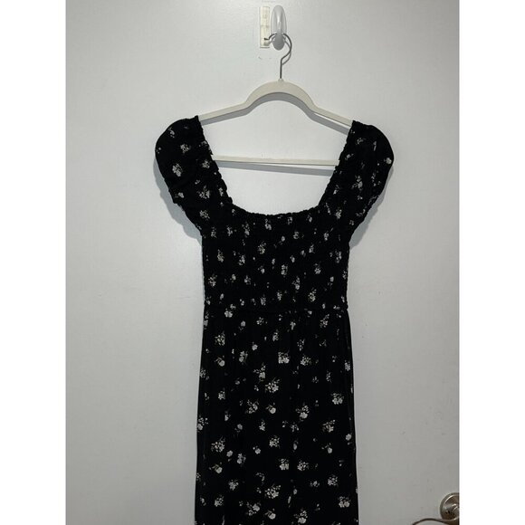 Aeropostale Black Floral Square-Neck Tiered Midi Dress Size XS - Picture 3 of 10